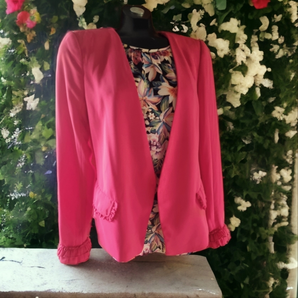 Kenar Fuschia Pink Fully Lined Blazer Jacket
